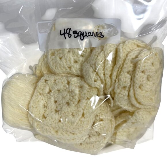 Crochet Granny Square Lot 60+ Squares In Yellow/Blue Crafting Or Blanket Making - Picture 3 of 7